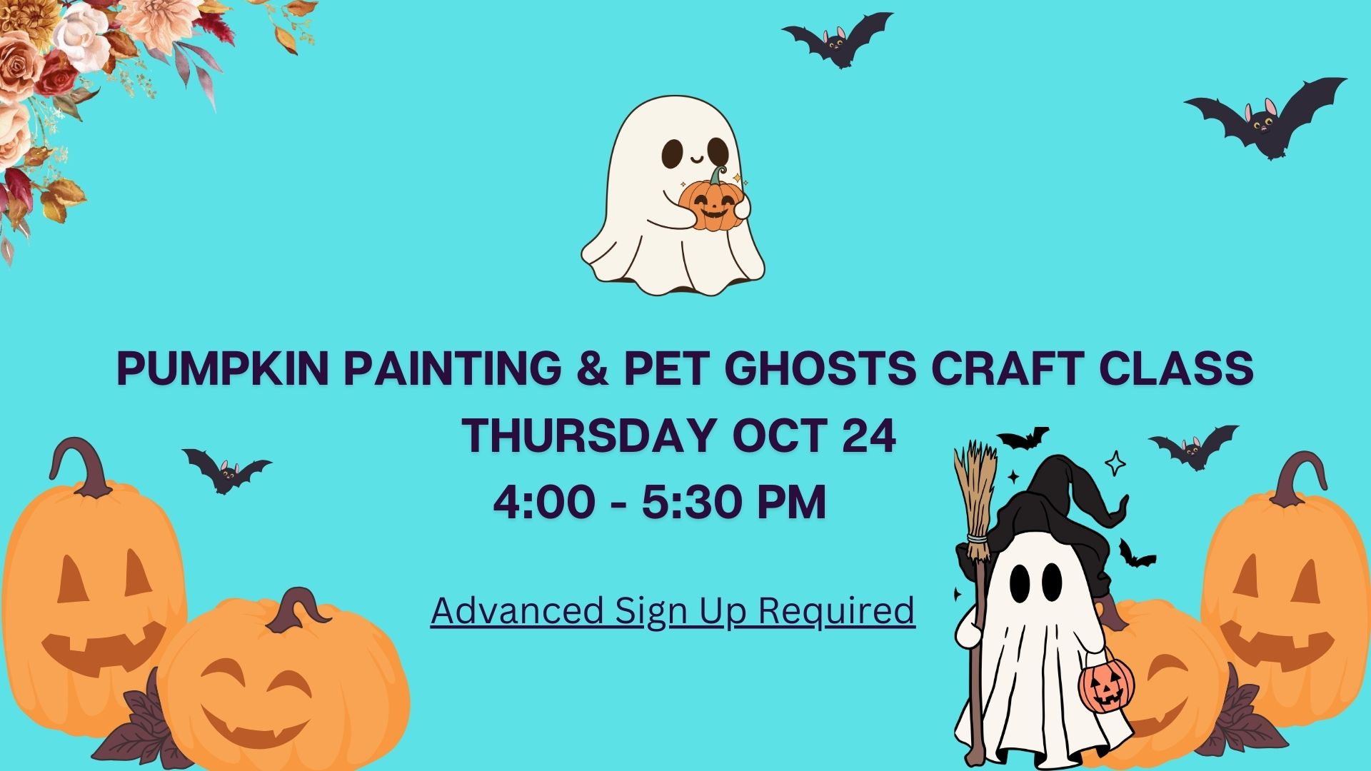 *New Date*: Pumpkin Painting & Pet Ghosts Craft Class